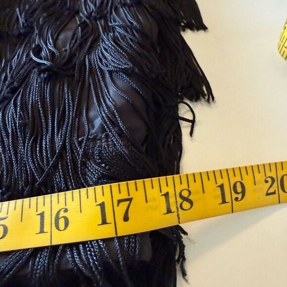 Vintage Roberta Black Fringed Sleeveless Flapper Dress Sz 6 - Picture 8 of 11